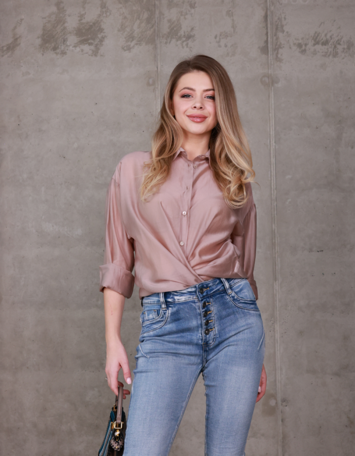 Джинси skinny з високою талією та застібкою на ґудзики