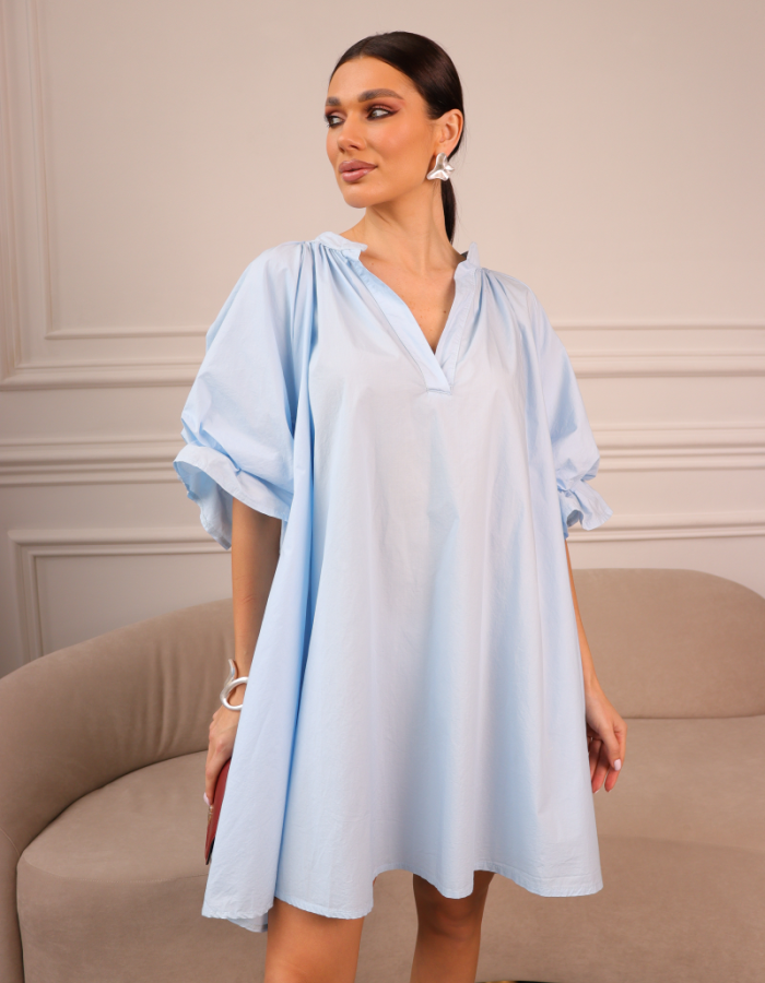 Котонова сукня міні oversize блакитна