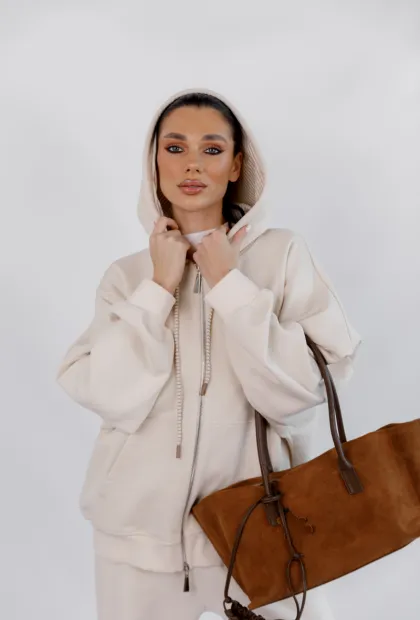 Світшот IMPERIAL з капюшоном молочний