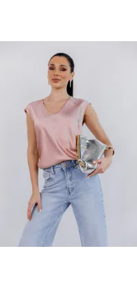 Ніжна сатинова блуза у витонченому пудровому відтінку, одяг від Jador