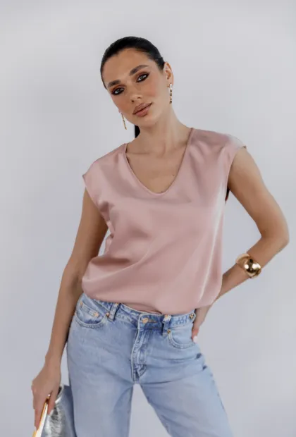 Блуза сатинова пудра IMPERIAL