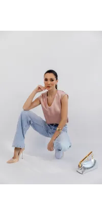 Блуза сатинова пудра IMPERIAL, одяг від Jador