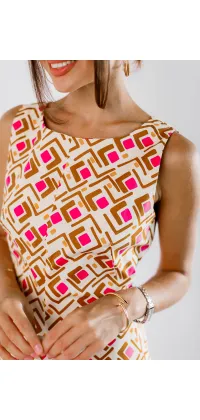 Сукня міді з натуральної бавовни у стилі Жаклін Кеннеді з графічним принтом від французького виробника, одяг від Jador