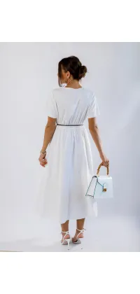 Сукня міді з натуральної бавовни з V-подібним вирізом від французького виробника, одяг від Jador