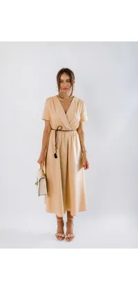 Сукня міді з натуральної бавовни з V-подібним вирізом від французького виробника, одяг від Jador