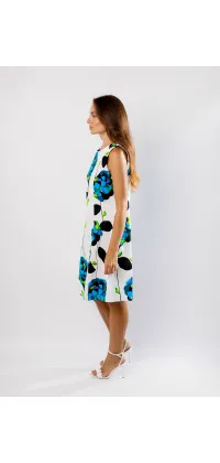 Сукня з натуральної бавовни у стилі Жаклін Кеннеді з квітковим принтом, одяг від Jador