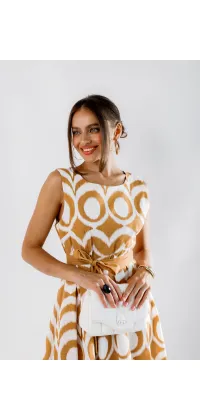 Котонова сукня міді. Колір: Бежевий