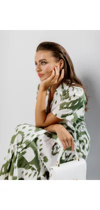 Сукня з принтом. Колір: Біло-зелений