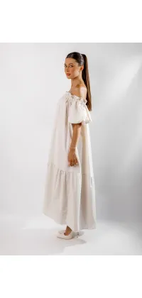 Сукня з об'ємними рукавами. Колір: Бежевий