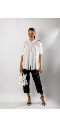 Блуза з елементами прошви від французького виробника, одяг від Jador