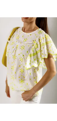 Яскрава котонова блуза. Доступні розміри: XS, S, M, L, XL