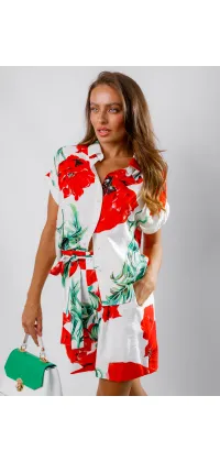 Костюм з принтом (маки). Колір: Білий