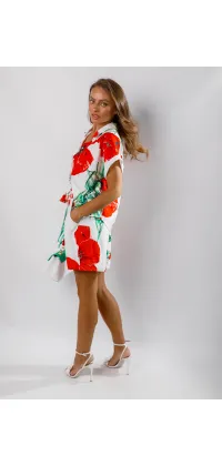 Костюм від французького виробника з принтом червоні маки, одяг від Jador