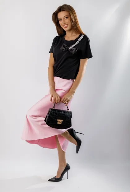 Сатинова спідниця міді