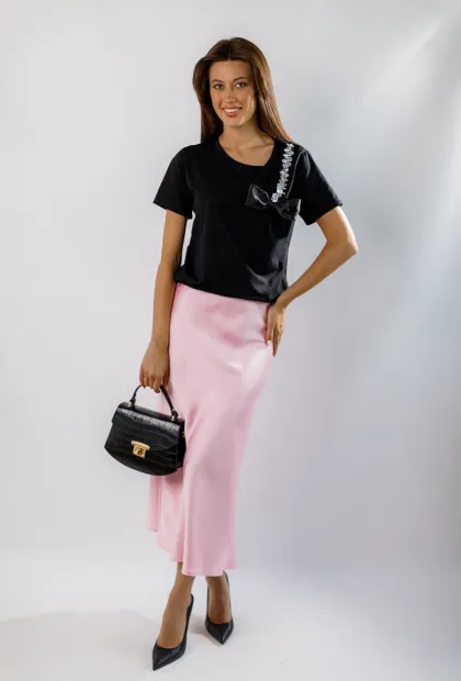 Сатинова спідниця міді