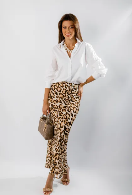 Сатинова спідниця з леопардовим принтом