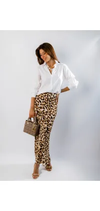 Сатинова спідниця з леопардовим принтом. Колір: Леопардовий