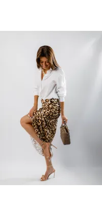 Сатинова спідниця максі з леопардовим принтом від італійського бренду IMPERIAL, одяг від Jador