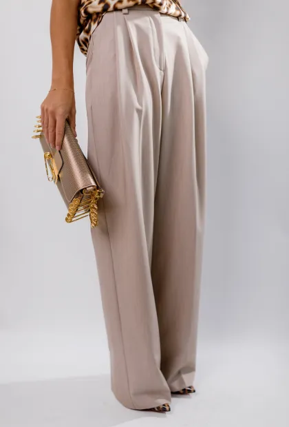 Бежеві брюки з вставкою