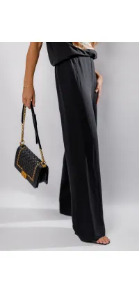 Льняні чорні штани. Колір: Чорний