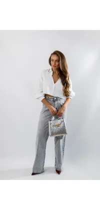 Прямі французькі  джинси. Колір: Сірий