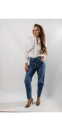 Джинси з асиметричною застібкою. Колір: Синій