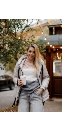 Французька куртка пуховик. Колір: Бежевий