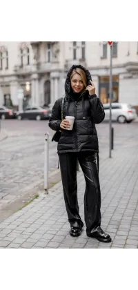 Чорна куртка пух\перо, одяг від Jador