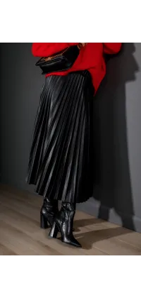 Спідниця плісе з екошкіри. Доступні розміри: S, M