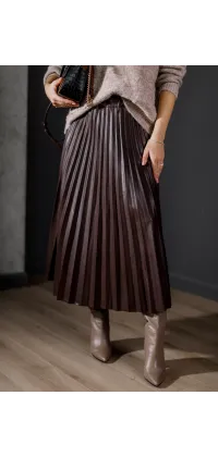 Спідниця з преміальної екошкіри. Колір: Коричневий