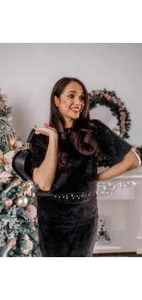 Чорний мохеровий костюм. Доступні розміри: XXS, XS, S, M, L