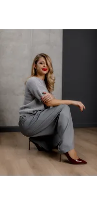 Штани IMPERIAL у сірому кольорі, фасон палаццо, максі довжина., одяг від Jador