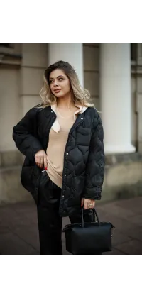 Стьобана демісезонна куртка JADOR у відтінку хакі з трикотажним капюшоном та натуральним наповненням з гусячого пуху., одяг від Jador