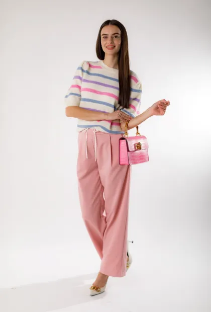 Рожеві штани з вставкою