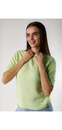 Светр мереживної в'язки. Колір: Салатовий