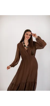 Фпвнцузька шовкова сукня. Колір: Коричневий