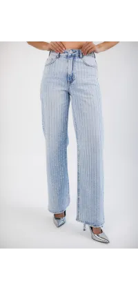 Французькі джинси в ніжному блакитному відтінку з кристалами Swarovski, одяг від Jador