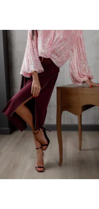 Спідниця плісе міді. Колір: Бордовий