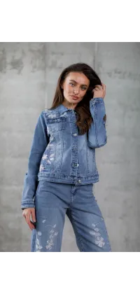 Джинсова куртка з вишивкою. Колір: Синій