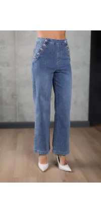 Французбкі прямі джинси. Колір: Синій