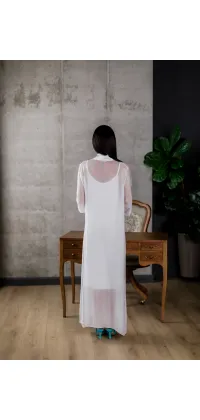 Біла сукня міді від італійського виробника з напівпрозорого шовку, прямого крою, з підкладкою з натуральної тканини., одяг від Jador