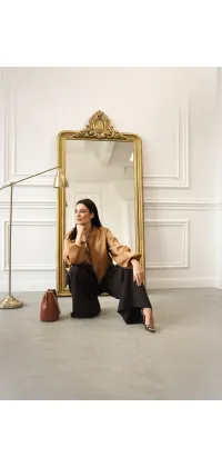 Шоколадні брюки палаццо з акцентним поясом від італійського бренду IMPERIAL, одяг від Jador