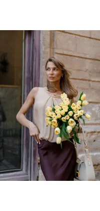 Шовкова блуза Jador. Колір: Бежевий