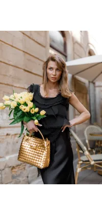 Італійська, шовкова блуза. Колір: Чорний