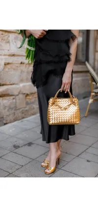 Чорна блуза з натурального італійського шовку з фактурними воланами, одяг від Jador