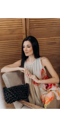 Сукня з натурального шовку з квітковим принтом, одяг від Jador