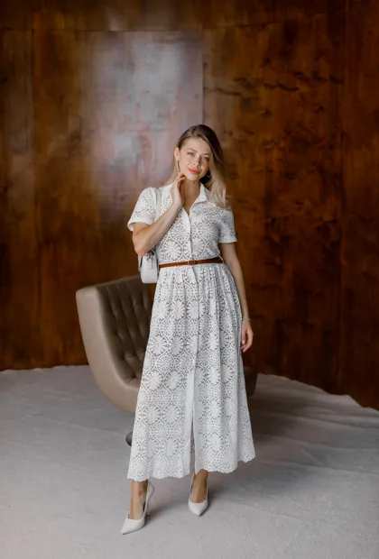 Сукня міді з макраме