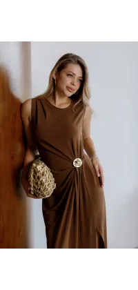 Елегантна текстильна сукня. Колір: Коричневий