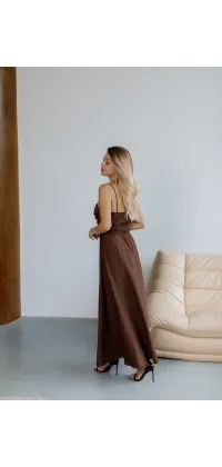 Шоколадна максі-сукня, одяг від Jador