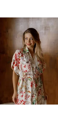 Довга сукня з  квітковим принтом. Колір: Різнокольоровий